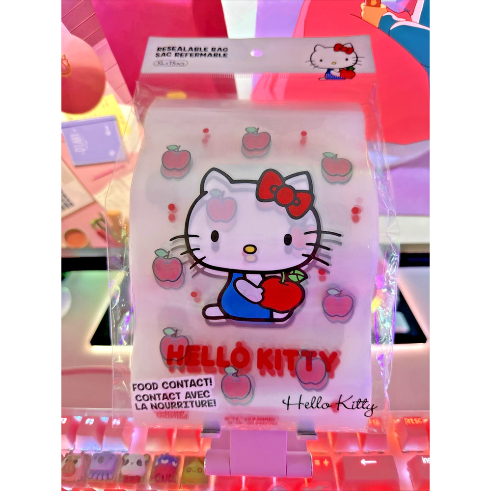 Sanrio Hello Kitty Resealable Zip Top Bag 15 Pieces Food ~8"x4.5" Apples